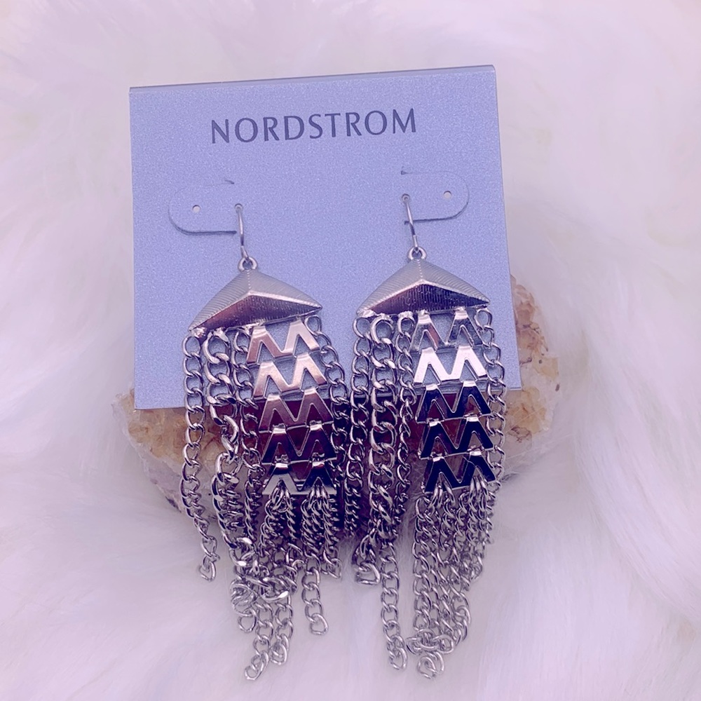 Nordstrom silver tone chain chandelier earrings